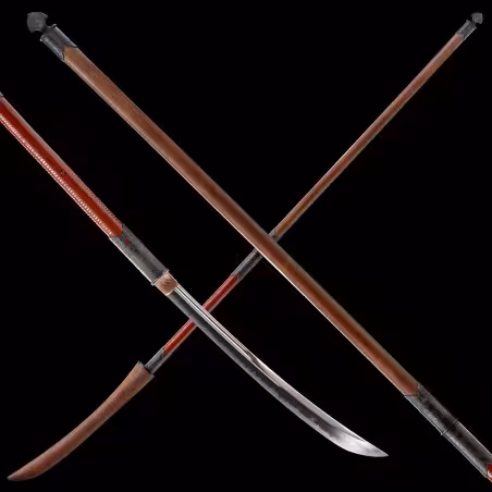 ORENJI Japanese Naginata Sword - T-10 Steel, Real Choji Hamon