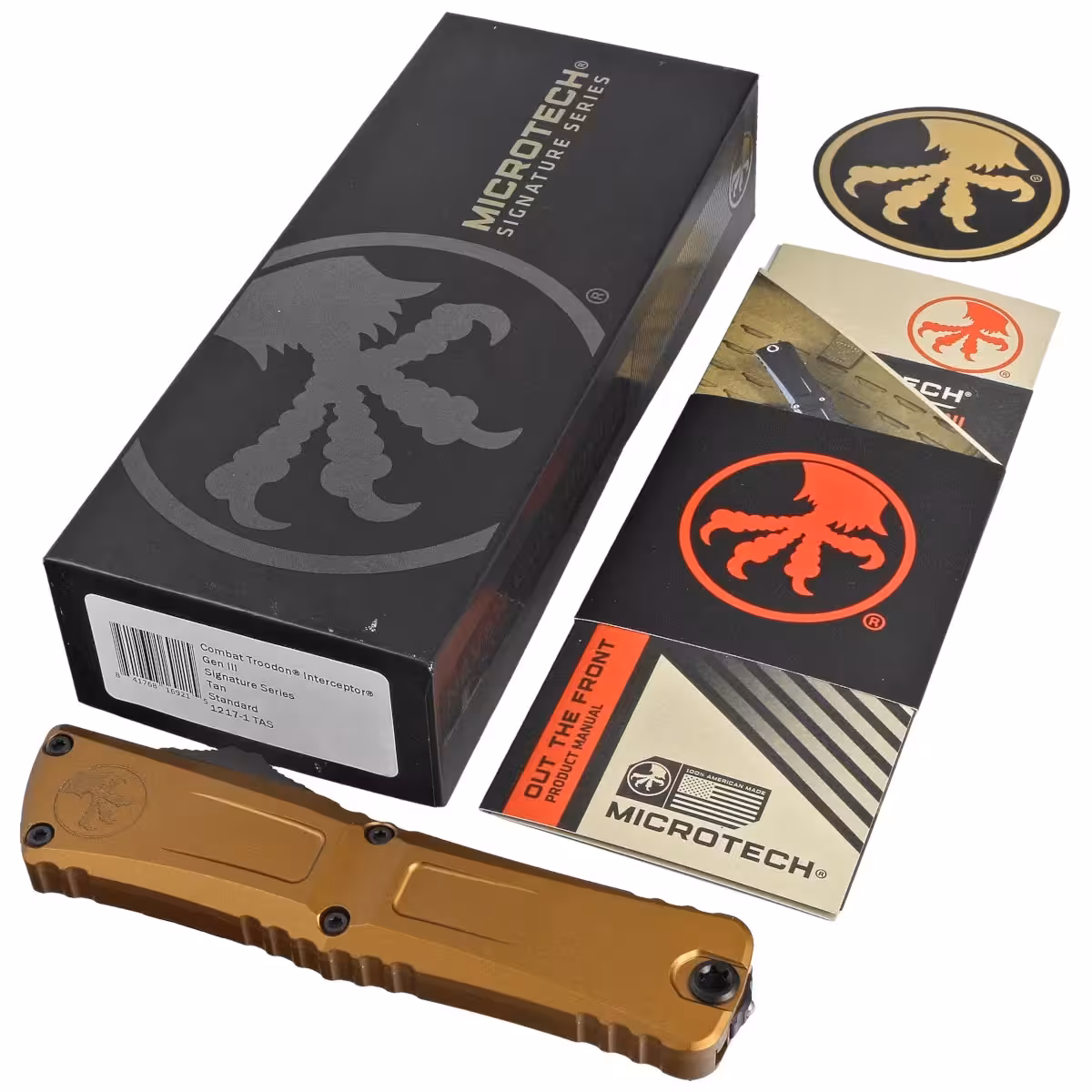 Microtech-Combat-Troodon-Gen-III-Interceptor-Signature-OTF-Knife-Tan-Aluminum-Black-M390MK-by-Tony-Marfione-1217-1TAS-123510_1