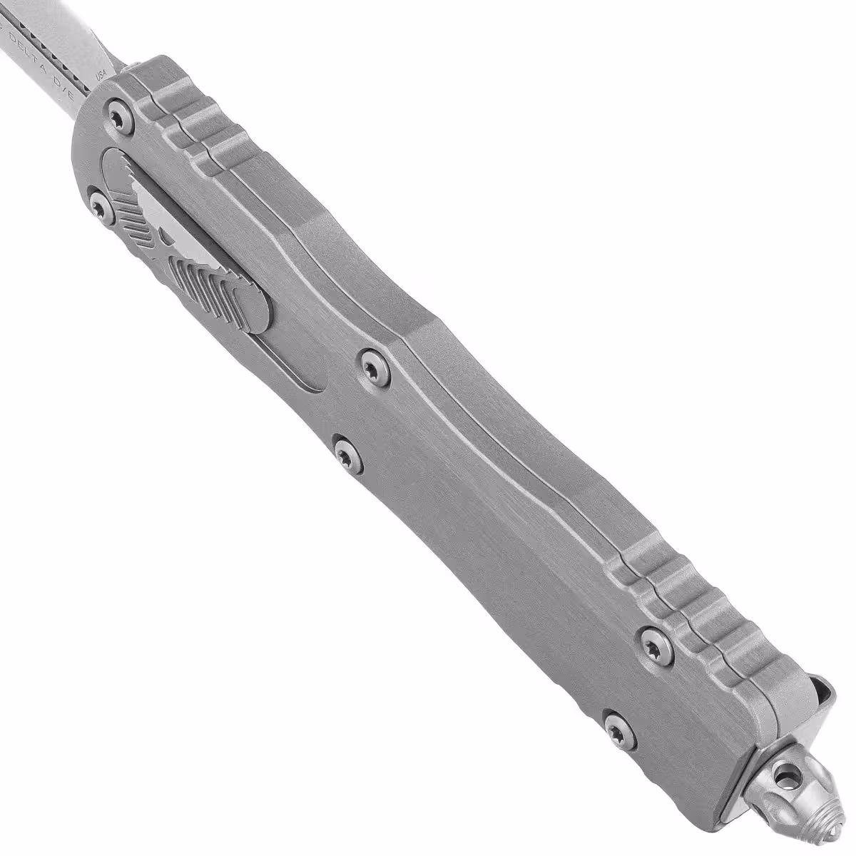Microtech-Dirac-Delta-D-E-OTF-Knife-Natural-Clear-Aluminum-Stonewashed-M390-by-Tony-Marfione-227-10NC