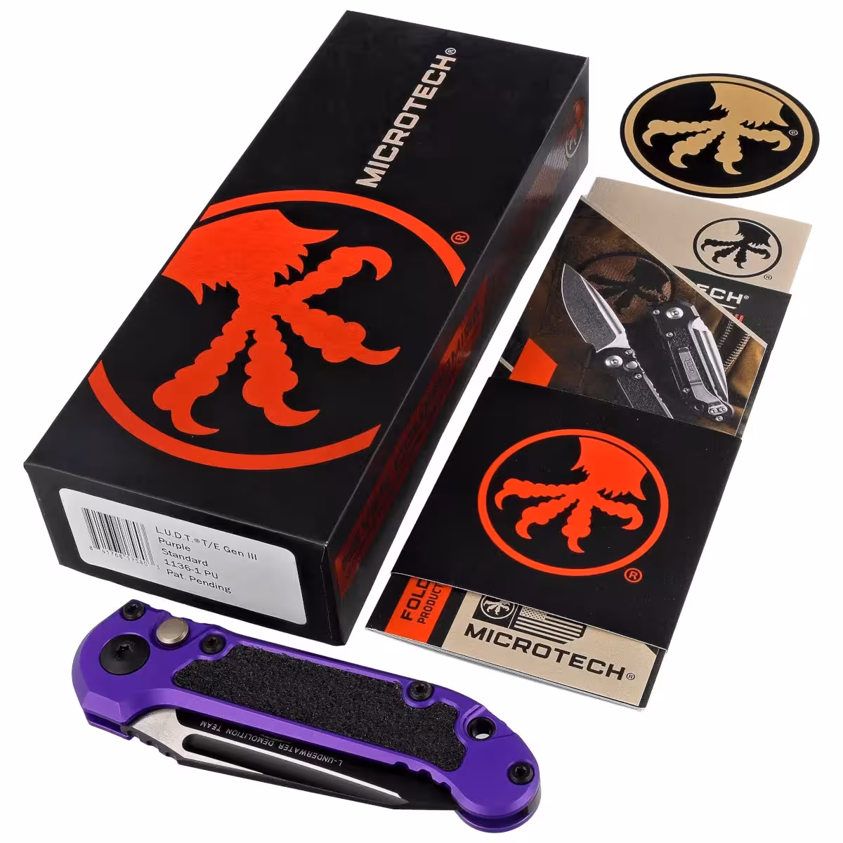 Microtech-LUDT-Gen-III-T-E-Automatic-Knife-Purple-Aluminum-Black-M390MK-by-Tony-Marfione-1136-1PU