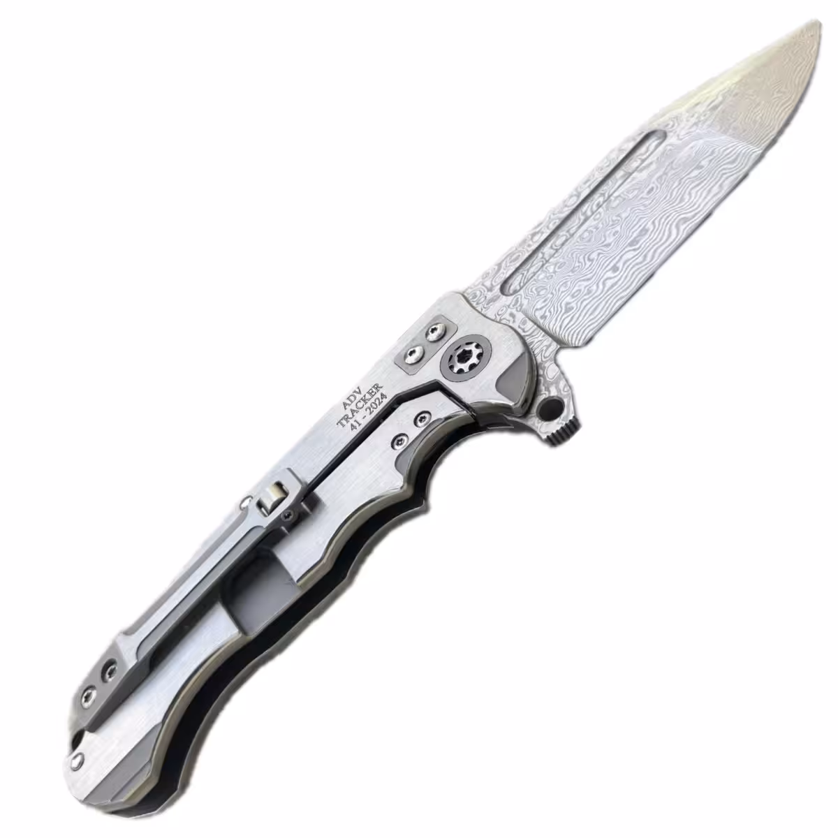 Zavírací Damaškový Nůž Andre De Villiers ADV Tracker Damascus