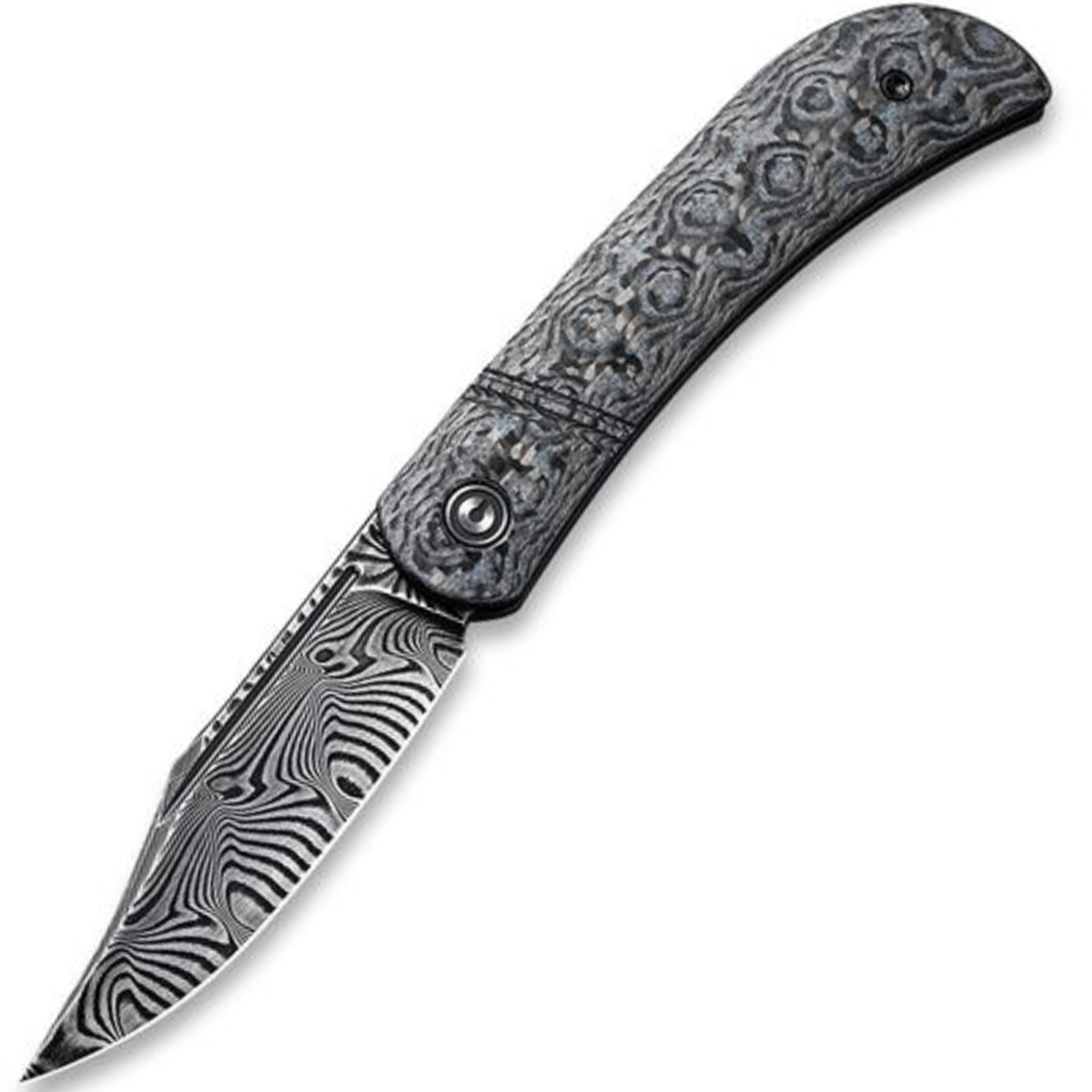 CIVIVIKnifeAppalachianDrifterC2015DS-1DoubleDetentSlipJointKnifeLayeredGrayG10andRosePatternCarbonFiberHandleBlackHandRubbedDamascusBlade_2_600x