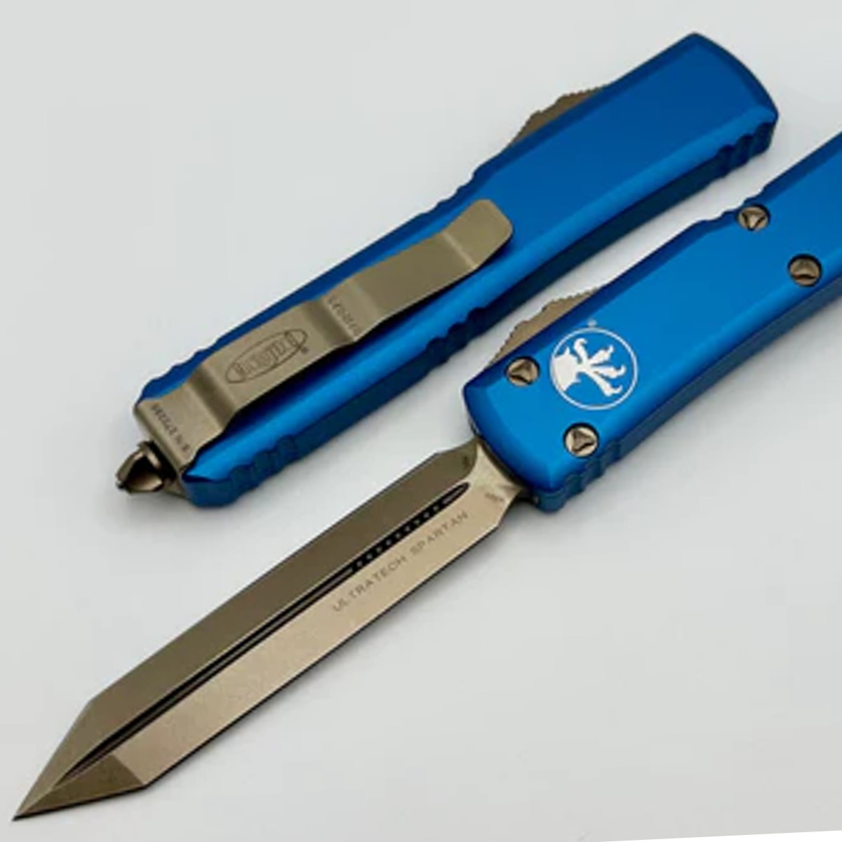Vystřelovací Nůž Microtech-Spartan-Bronze-Standard-Blue-223-13BL