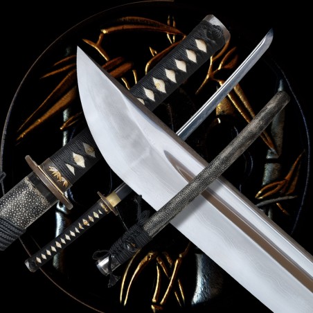 BAZAR!!!Shikai Japanese Wakizashi z překládané oceli AISI 1075 s reálným hamonem