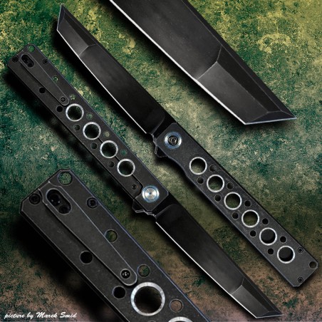 zavírací nůž Dellinger Kuzan Black - Titanium Flipper