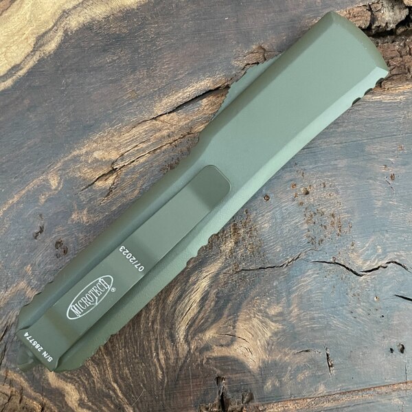 Microtech-122-3COD-Ultratech-DE-Cerakote-OD-Green-Full-Serrrated