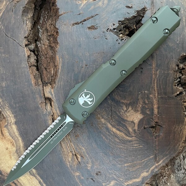 Microtech-122-3COD-Ultratech-DE-Cerakote-OD-Green-Full-Serrrated