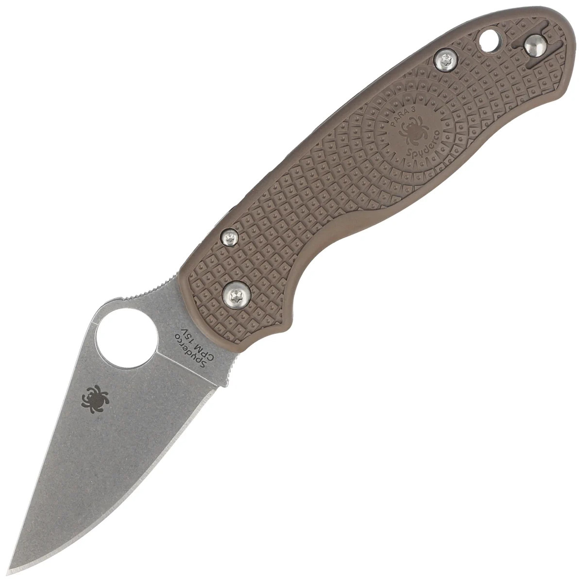 Spyderco-Para-3-Lightweight-Sprint-Run-Knife-Brown-FRN-Stonewashed-CPM-15V-by-Sal-Eric-Glesser-C223PBN15V